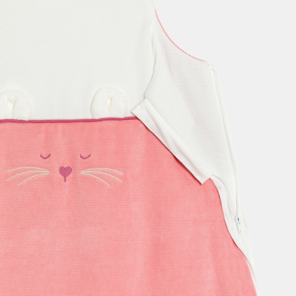 كيس نوم مخملي على شكل أرنب، باللون الوردي للفتيات الصغيرات